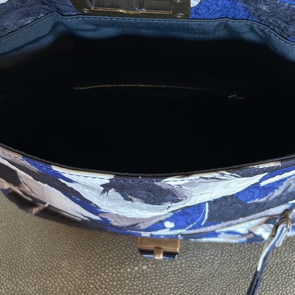 LANVIN Cobalt/Grey/Black/Ivory Printed Jacquard “Happy” Antique Hardware Clutch - Picture 8 of 8